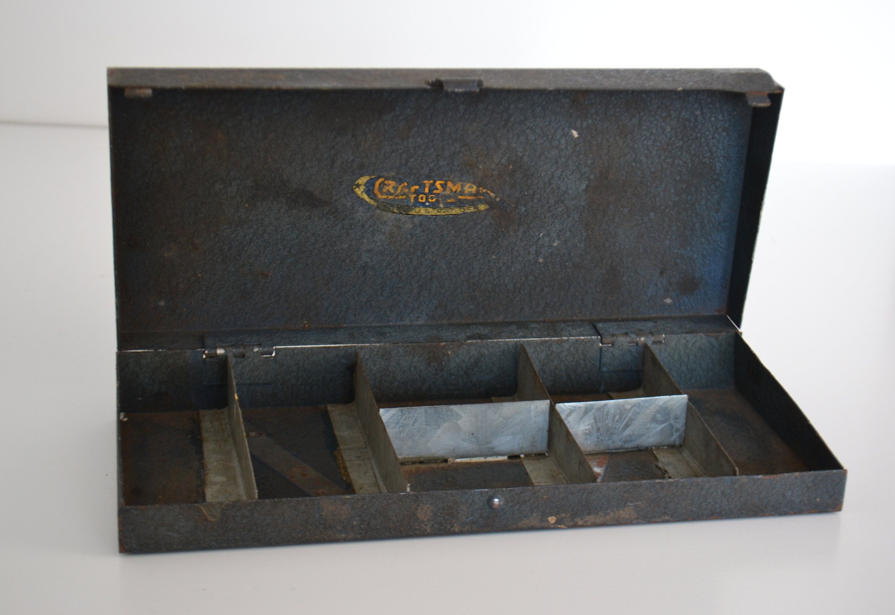 Vintage Craftsman Metal Black Tackle Box Tool Box Toolbox Craft Container Storage, used for sale  