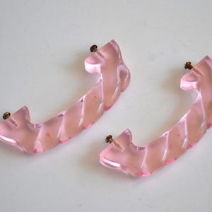 Tiradores de plástico rosa vintage para cajones de cómodas y armarios - Juego de 2