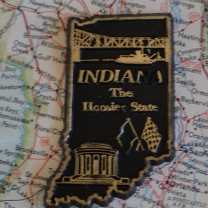 Travel Rubber Collectible IIndiana State Refrigerator Magnet