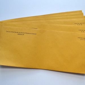 Lote de 12 envelopes para correspondência da Chicago Rock Island e da Pacific Railroad Company