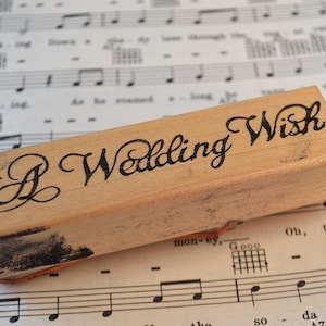 Sello de goma montado en madera "Un deseo de boda"