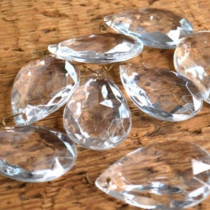 Vintage Assorted Clear Glass Chandelier Crystal Drops Prisms Lamp Parts Sun Catcher Lot of 8 - 2&quot;