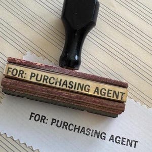 Vintage Office Business Typ Holz behandelt, Gummi montiert Stempel - für Einkaufsagent