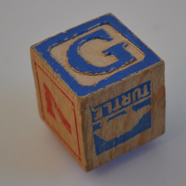 Vintage Blue White Block Letter Initial Refrigerator Magnet G