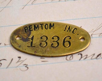 Antique Nickel Plated Brass Locker Number Plate or Locker Tag