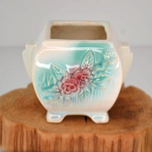 Vintage Square Floral Ceramic Plant Planter
