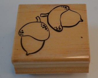 Acorns Nuts Wood Mounted Rubber Stamp