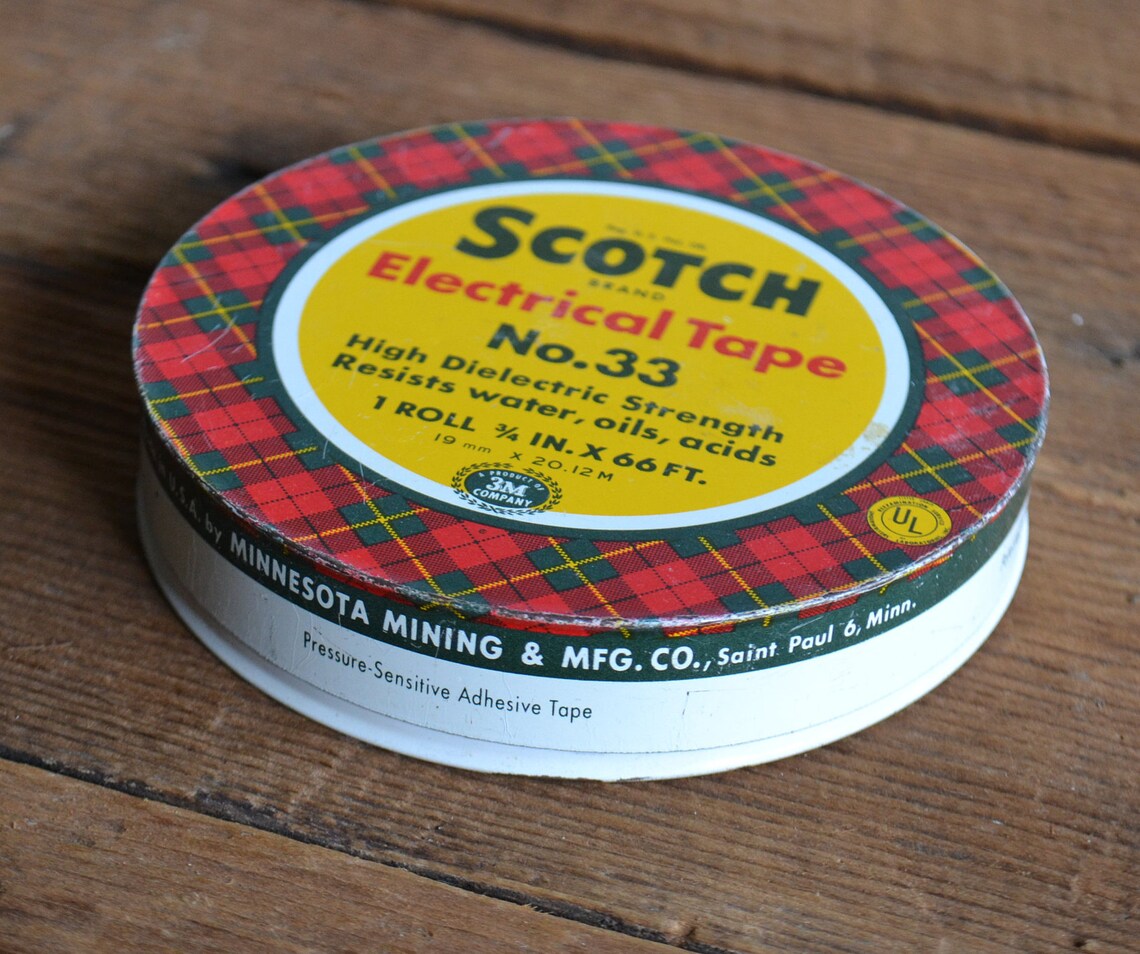Vintage Plaid Scotch Brand Electrical Tape Metal Case Etsy