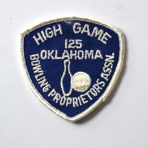 High Game 125 Oklahoma Bowling Proprietors Vintage Embroidered Badge Patch