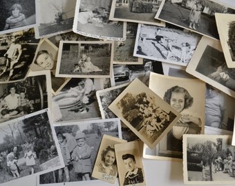 Vintage Ephemera Black White Photos Photographs Pictures Random Children Kids Boys Girls - Lot of 9