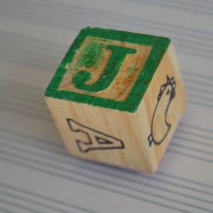 Vintage Green Block Letter Initial Refrigerator Magnet J