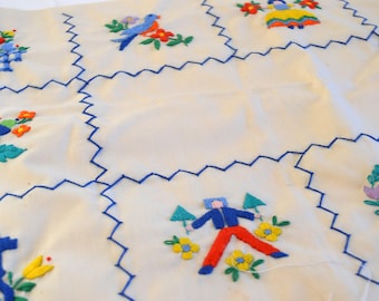 Vintage Completed Embroidered Scandinavian Style Craft Sewing