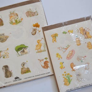 Vintage huidig merk 1989 dierenvellen stickers geassorteerd veel van 4 stickervellen