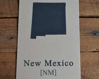 Vintage Cardstock Flashcard Educational Informational Map State New Mexico