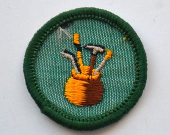 Parche bordado redondo vintage de las Brownies de las Girl Scouts