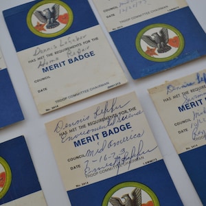 Vintage Boy Cub Scout Merit Badges Cards Ephemera Set of 6
