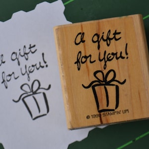 Vintage Stampin Up A Gift For You Wood Mounted Rubber Stamp
