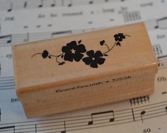 Flower Floral Wood Mounted Rubber Stamp