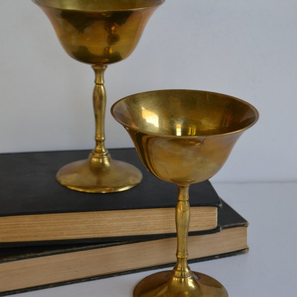 Vintage Boho Indie Brass Wedding Drink Barware Wine Champagne Glasses Set of 2