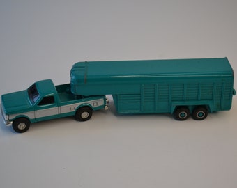 Jouet vintage de remorque à bétail Ertl 1/64 Turquoise moulé sous pression