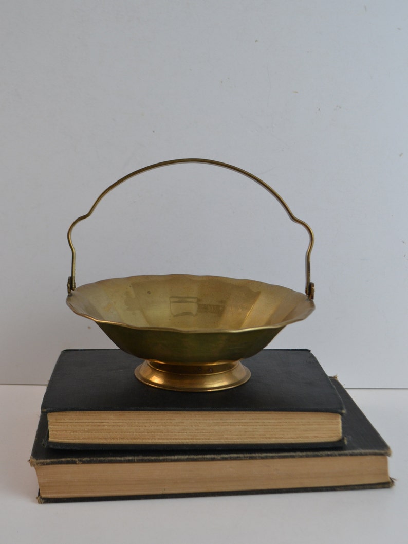 Vintage Brass Boho Small Candy Dish Bowl With Handle Etsy