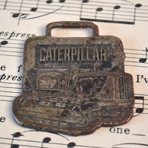 Vintage Brass Metal Caterpillar Dozer Industrial Equipment Tag