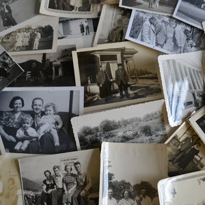 Vintage Ephemera Black White Photos Photographs Pictures Randomly Selected Families Couples Men Women Kids - Lot of 9