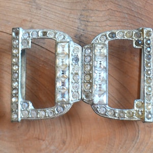 Vintage Rhinestone Belt Buckle Fabric Slider