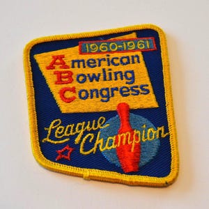 American Bowling Congress ABC League Champion Bowling Vintage Embroidered Badge Patch