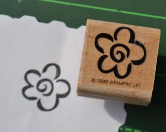 Flower Floral Wood Mounted Rubber Stamp