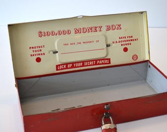 Vintage Childrens Kids Metal Rectangle Money Box Savings Bank - Etsy