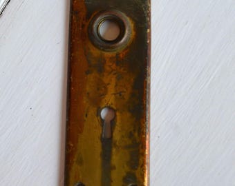 Antique Vintage Salvage Architectural Metal Design Door Plate Escutcheon Hardware