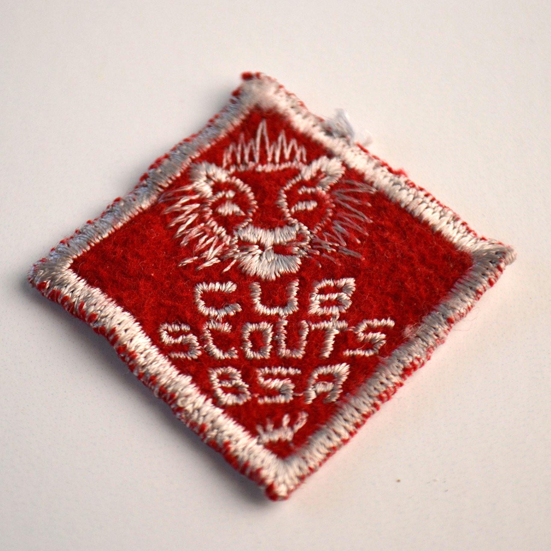 Reclaimed Vintage Boy Cub Scouts BSA Red Badge Patch