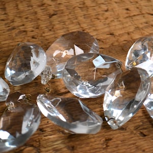 Vintage Assorted Clear Glass Chandelier Crystal Drops Prisms Lamp Parts Sun Catcher Lot of 9 - 2&quot;