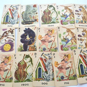 Vintage Whitman Animal Rummy kinderspelkaarten voor kinderen Lot van 10