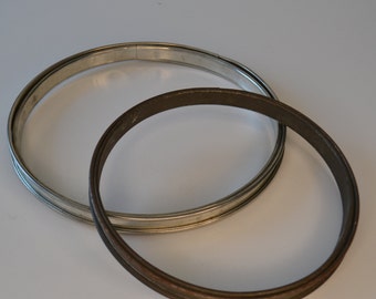 Vintage Silver Metal Round Embroidery Hoops Lot of 2