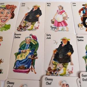 Vintage Miniature Old Maid People Characters Childrens Kids Game Cards Lot of 10