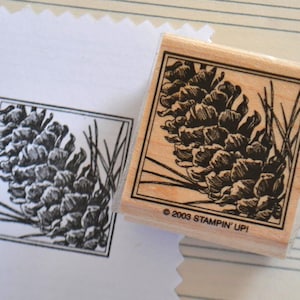 Vintage Stampin Up Pinecone Wood Mounted Rubber Stamp