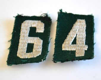 Reclaimed Cub Boy Scouts Girl Scouts Brownies Embroidered Green White Badge Patch Troop Number 6 4 9 - Set of 2