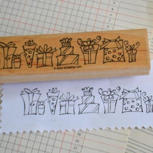 Vintage Gifts Presents Stampin Up Wood Mounted Rubber Stamp