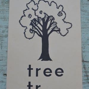 Vintage Lernkartei - Karteikarte Phonics großes Bild - Baum