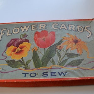 Vintage bloemkaarten naaikaarten lege doos