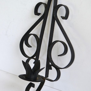 Vintage Wall Mount Metal Black Brass Candlestick Candle Holder