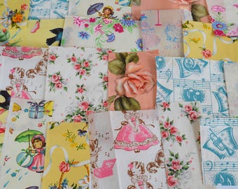Vintage Mini Floral Kids Girls Wrapping Paper Scrap Pack | Journal Supply | Scrapbooking Paper | Mixed Media Assorted Lot of 25