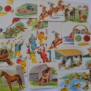 Vintage Back To School Children Animals Scrapbook Ephemera Pages 1950s Graphics Assorted Lot of 17