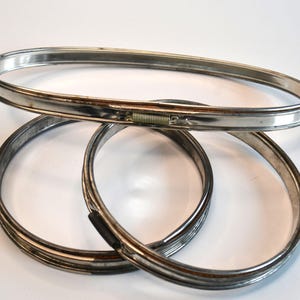 Vintage Silber Metall Runde Oval Stickrahmen 3er Set