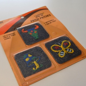 Vintage Patches Iron-On Embroidered Denim Cow Skull Mushroom Butterfly Applique Patch