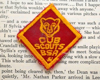 Reclaimed Vintage Boy Cub Scouts BSA Red Yellow Badge Patch