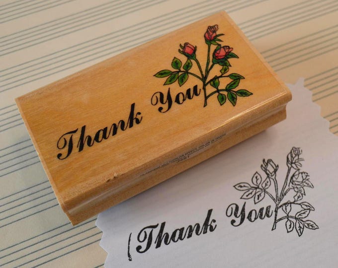 Vintage Thank You Word Wood Mounted Rubber Stamp - Etsy