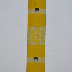 Vintage Yellow White Metal Numbered Tag Xylophone Key - Number 5